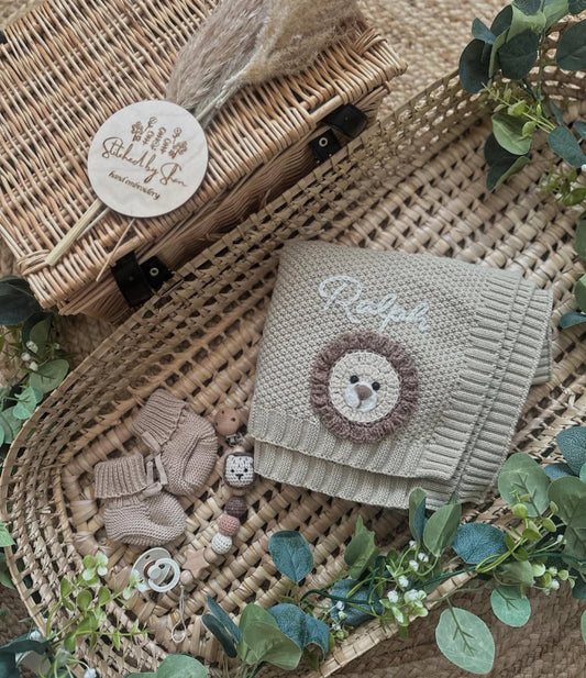 Waffle blanket personalised - LION