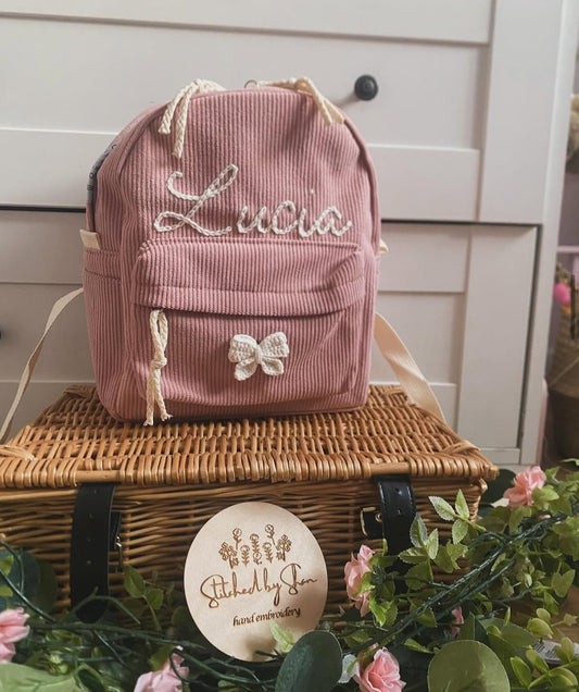 Pink toddler personalised bag - BOW