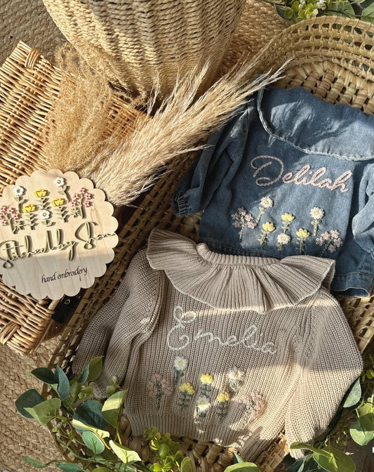 Frill collar oversized cardigan personalised - WILDFLOWER