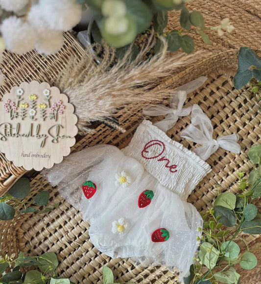 First birthday tutu - strawberries & daisies