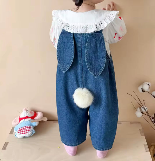 Denim bunny pinafore - name only