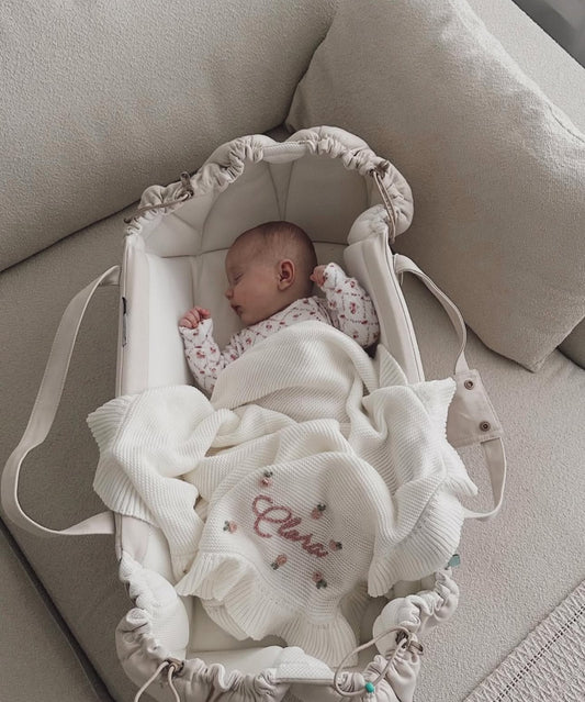 white frill personalised blanket - ROSEBUDS