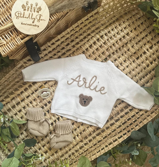 off white personalised cardigan - BEAR