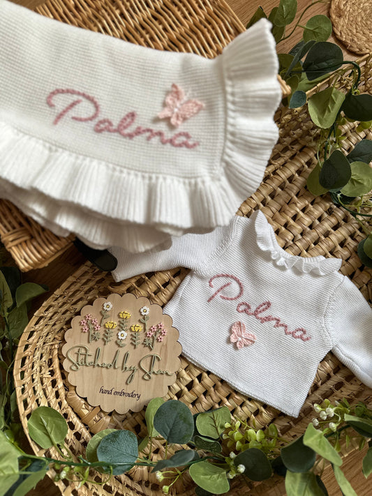 White frill neck cardigan - BUTTERFLY